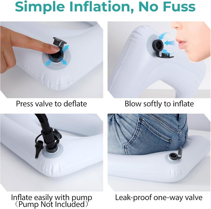 RoamReady Bedside Commode Cushion, Inflatable Cushioned Toilet Seat for Seniors, Bedridden Disabled, Commode Seat Cushion with Removable Fabric Cover for Pressure Relief, Wheelchair(Grey) - Image 4